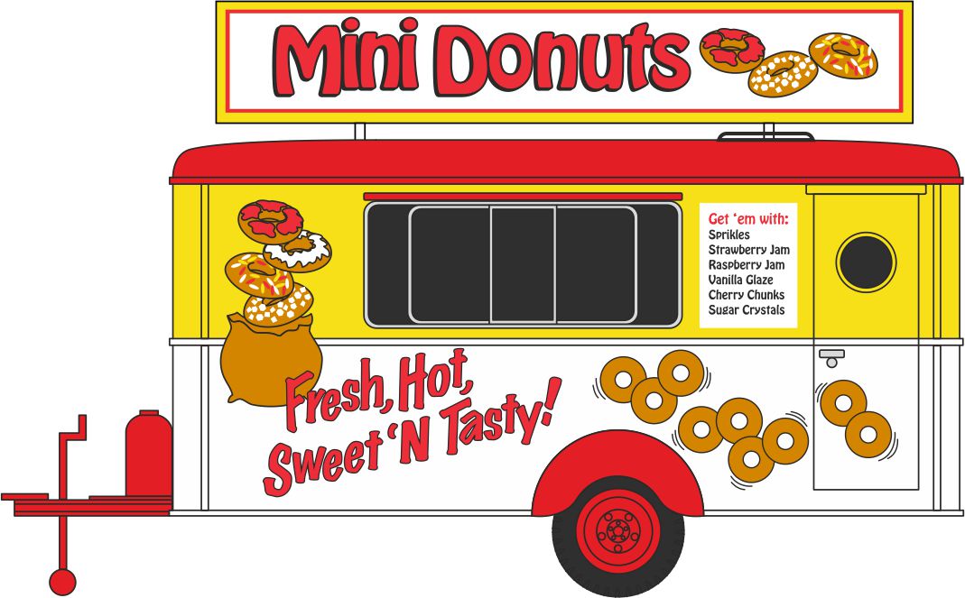 OXD87TR019 HO Scale Mini Donuts Mobile Trailer Model Truck