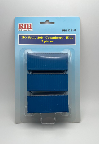 RIH032109 HO Scale 20 ft. Containers Model Train, Dark Blue