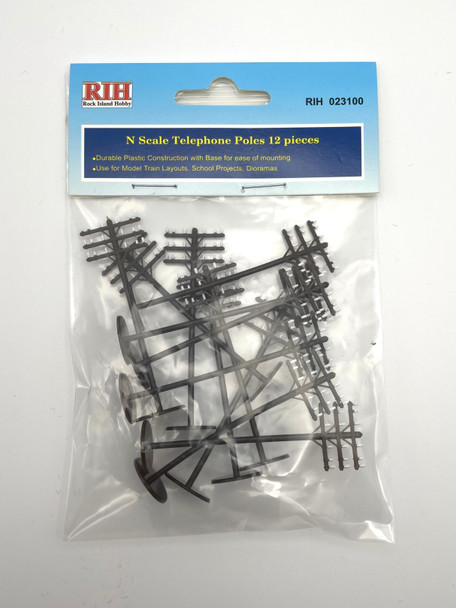 RIH023100 N Scale Telephone Poles - Pack of 12