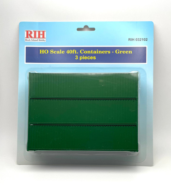 RIH032102 HO Scale 40 ft. Containers Model Train, Green