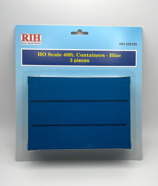 RIH032105 HO Scale 40 ft. Containers Model Train, Blue