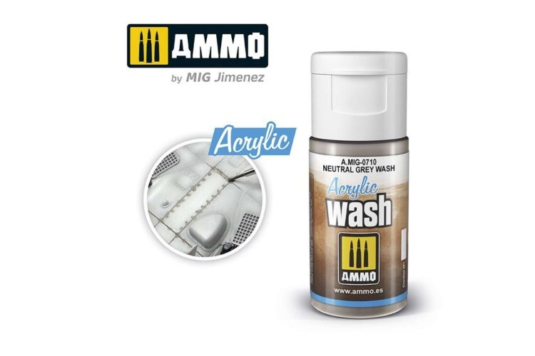 MIG0710 15 ml Acrylic Wash Effects Jar, Neutral Gray