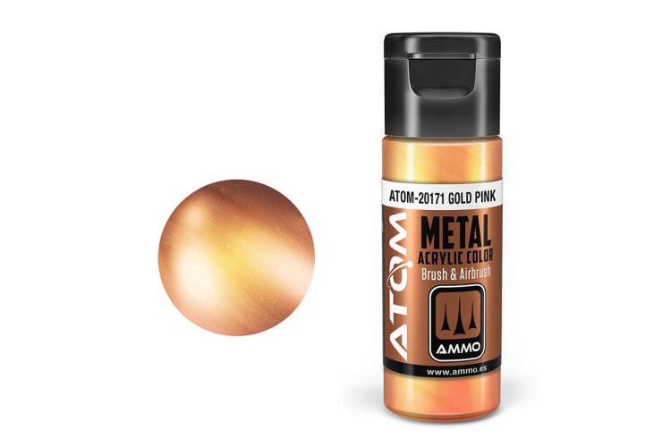 MIG20171 20 ml Acrylic Paint Bottle, Metallic Gold Pink