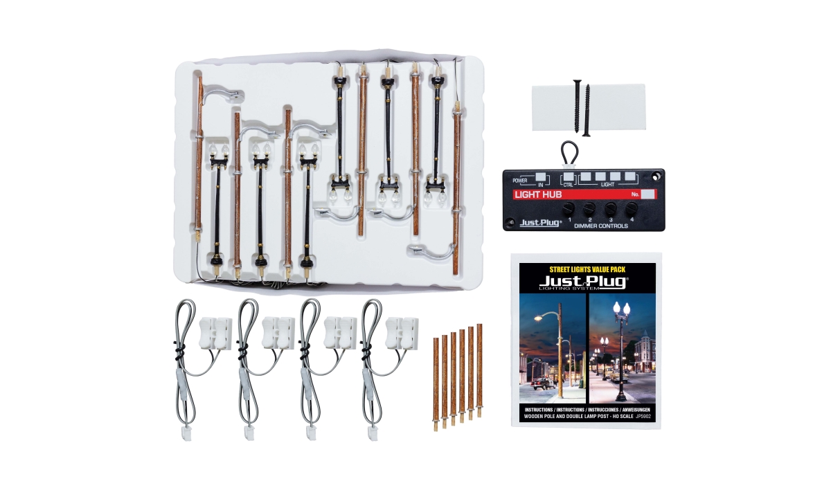 WOO5902 Pole & Double Lamp Post Value Pack - HO Scale