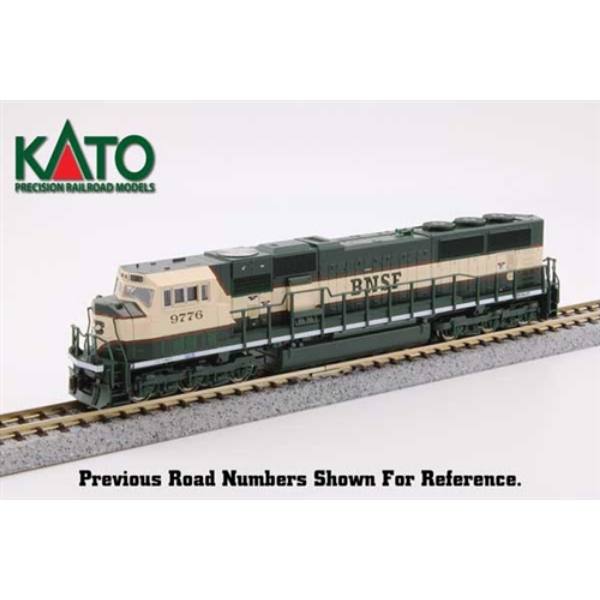 KAT1766313 No.9799 N Scale EMD SD70MAC Cab Headlight Sound & DCC Burlington Northern Santa Fe Model Train, Cream & Green