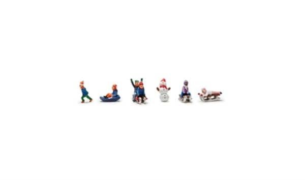 WOO1966 HO Scale Children Sledding Model Figure Set