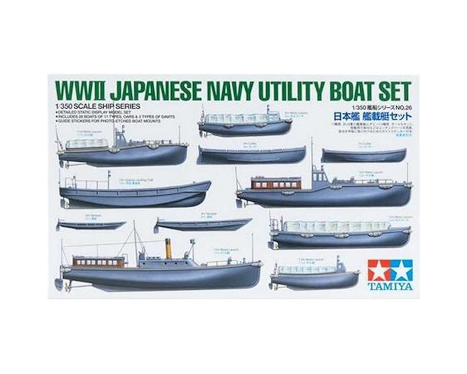 TAM78026 1 by 350 Scale Japanese Navy Utility Model Boat Set