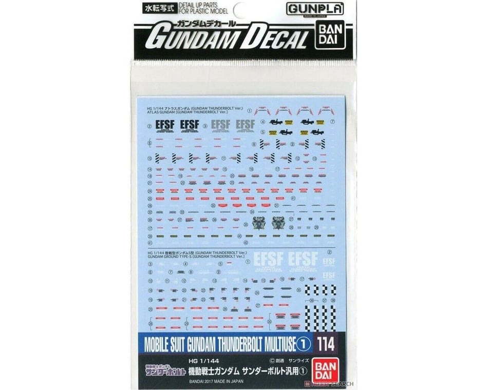 BAS2407625 No. 114 Gundam Thunderbolt Multiuse Waterslide Decals