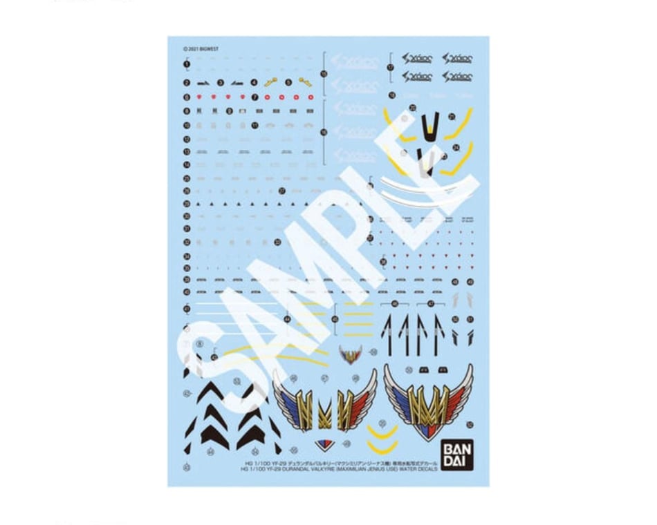 BAS2704825 1 by 100 Scale YF-29 Durandal Valkyrie Maximilian Use Waterslide Decals - Pack of 6