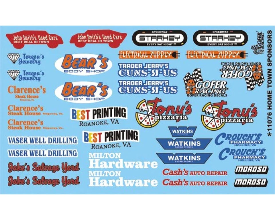GOF11076 1 by 24 Scale Hometown Sponsors Waterslide Decals