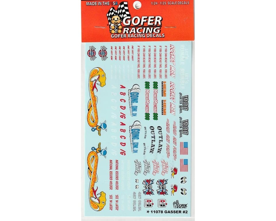 GOF11078 1 by 25 Scale Gasser Dragster Vehicle Decals
