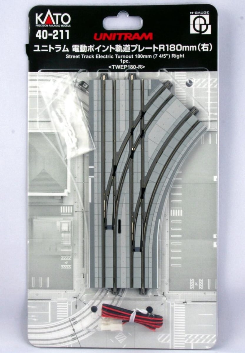 KAT40-213 N Scale Unitram Electric Turnout Right Hand 180 mm Radius Model Train Track