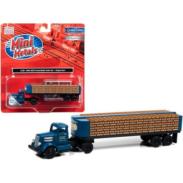 MWI31198 1 by 87 Scale WC22 Tractor with Flatbed Trailer Model Truck