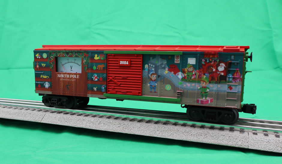 MTH Trains MTH3071185 O Scale North Pole Power & Light Boxcar Model Train with Power Meter -  MTH Electrc Trains