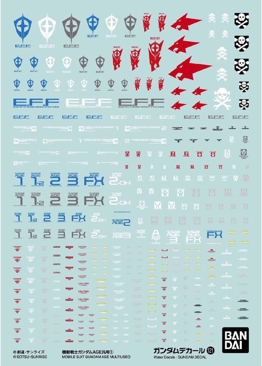 BAS2587845 GD-121 Gundam Age MS Multi-Use 1 Waterslide Decal - Pack of 6