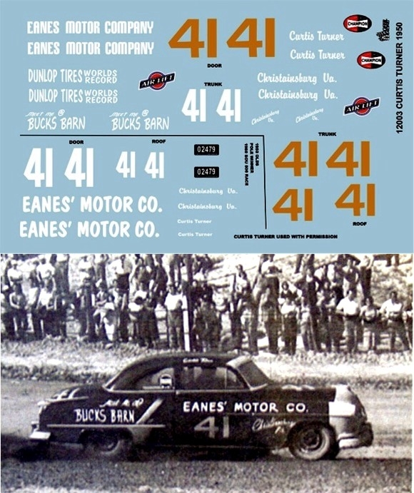 GOF12003 1 by 24 - 1 by 25 Scale Curtis Turner 1950 Oldsmobile Decal