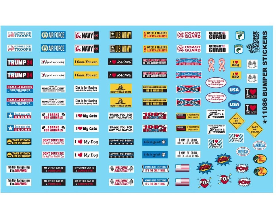 Picture of Gofer Racing GOF11086 1 by 24 Scale Bumper Stickers Slogan Decal