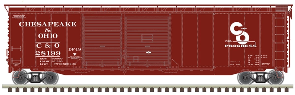 ATL20006573 HO Scale Chesapeake & Ohio 50 ft. Double Door Boxcar 28124