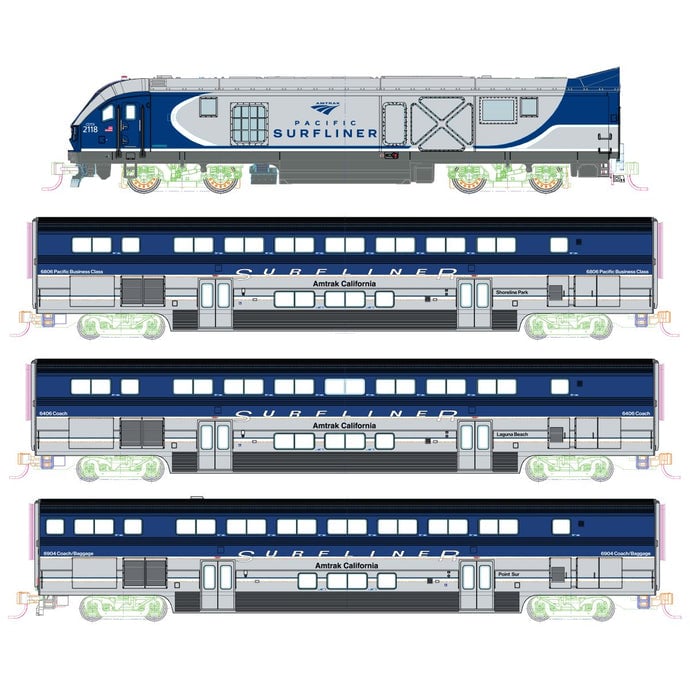 KAT1069001 N Scale Amtrak Pacific Surfliner 4-Car Add-On Set - 4 Piece