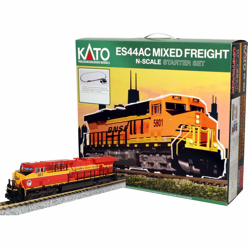 Picture of Kato KAT1060026 N Scale GE ES44C4 Gevo Mixed Freight Set Florida East Coast