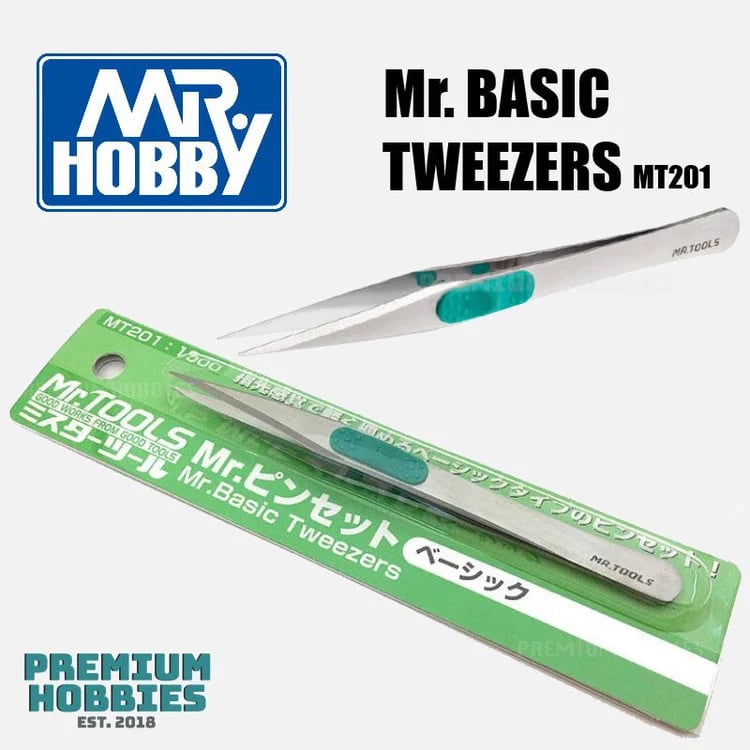 GUZMT201 Mr Hobby Mr Basic Tweezers, Silver