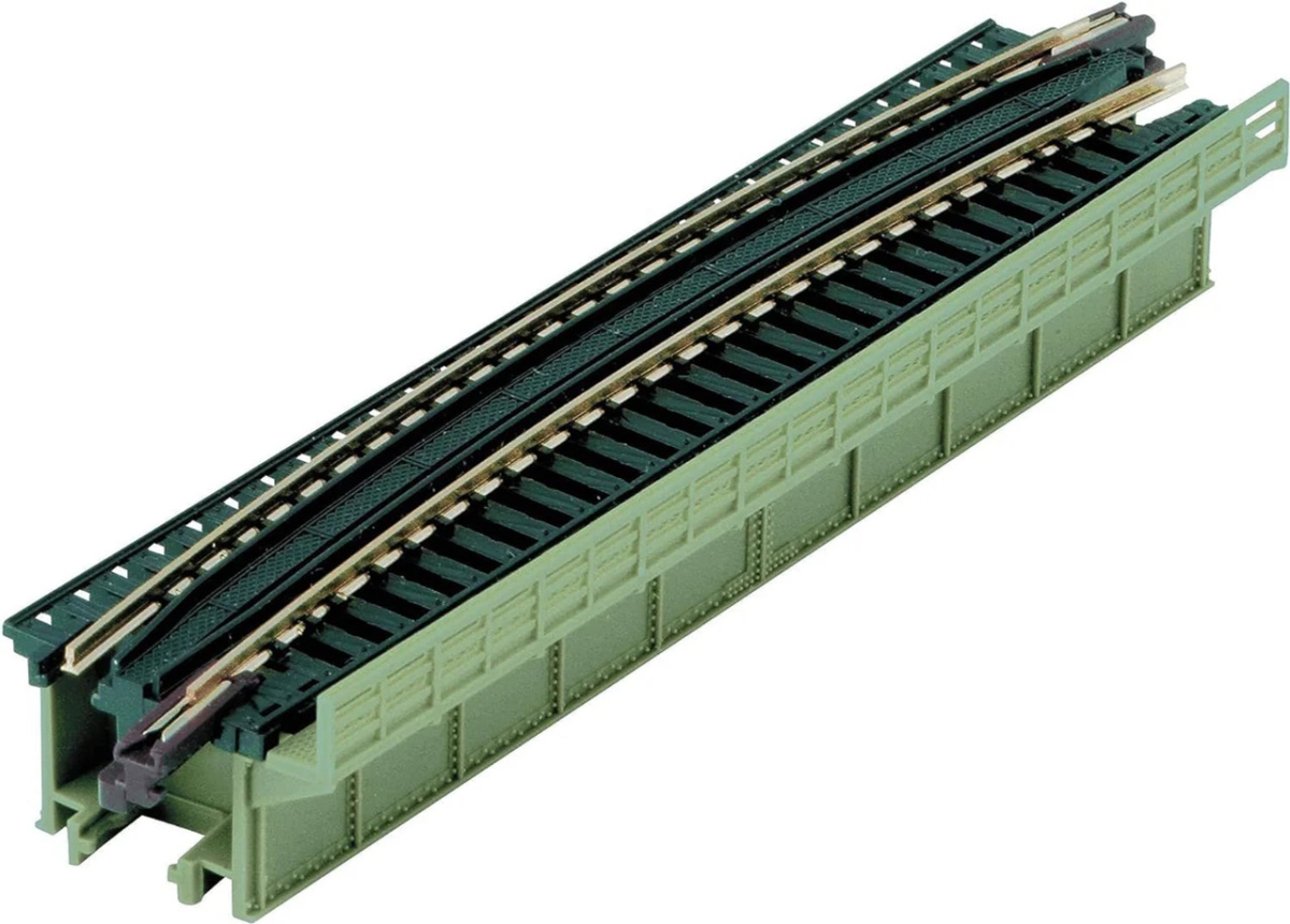 KAT20-468 N Scale 15 Deg Unitrack R448-15T Curved Girder Bridge - Light Green