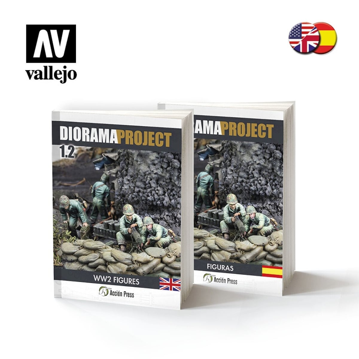 Vallejo Acrylic Paints VLJ75041 Diorama Project 1.2- WWII Figures Modeling Guide Book