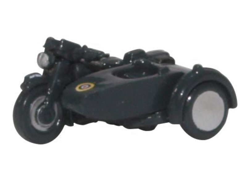 OXDNBSA008 N Scale Motorbike & Sidecar RAF Blue Model Car - Black
