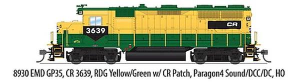 BLI8930 HO CR GP35 Model Rail - No.3639, Yellow & Gray, Sound