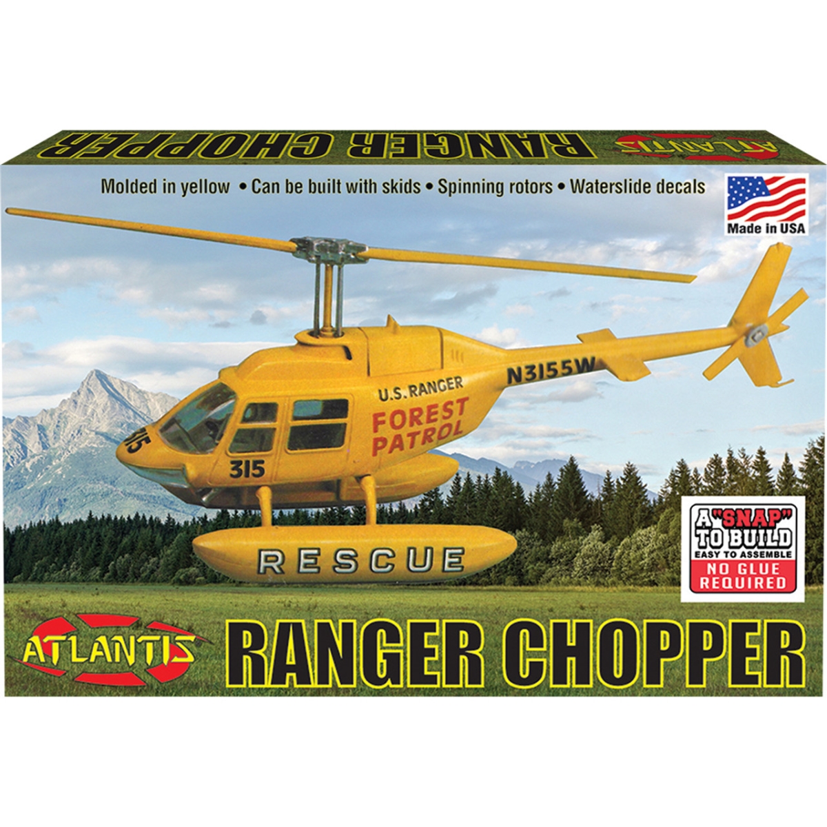 AANM1025 1-72 Scale Forest Patrol Rescue Helicopter Snap Model Kit