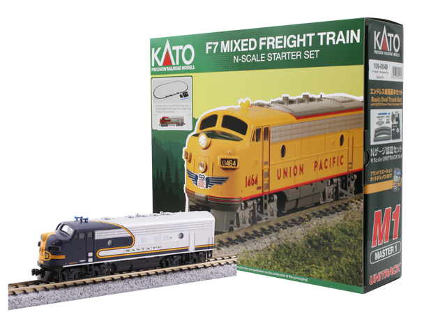 KAT1060051 N Scale AT&SF Bluebonnet EMD F7 Passenger Starter Train Set - Analog DC