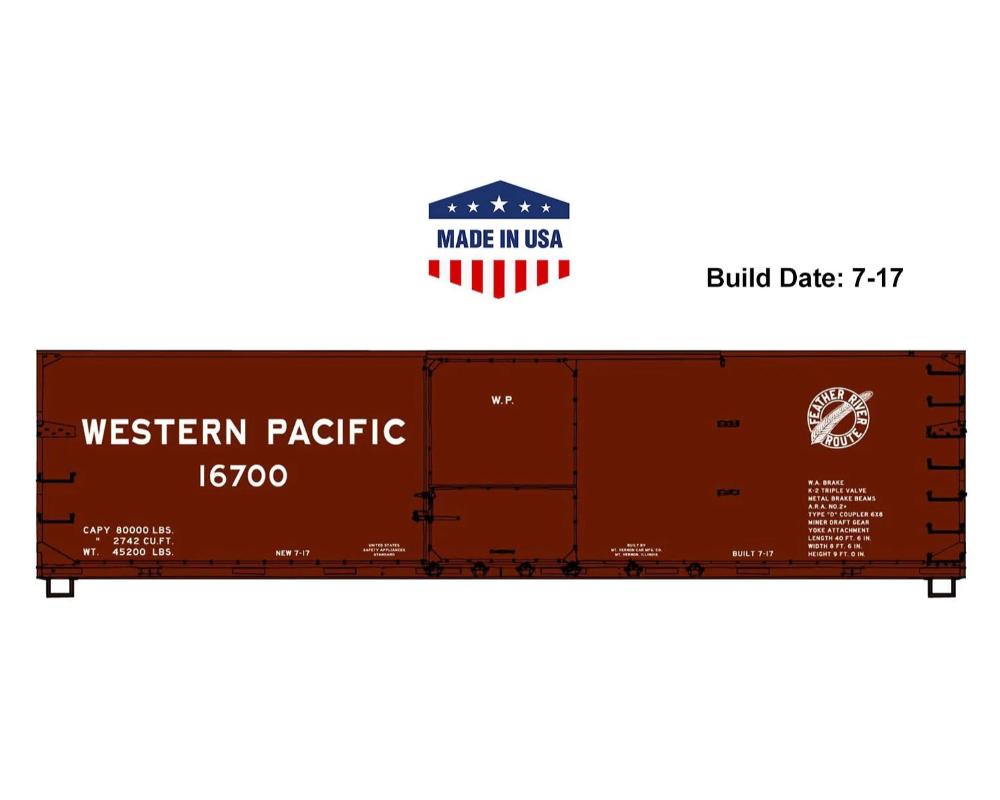 ACU81782 HO Scale Double Sheath Wood Boxcar Kit - Western Pacific No.16700