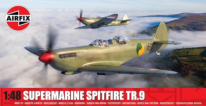 ARXA05143 1-48 Scale Supermarine Spitfire Tr.9 Model Building Kit - Plastic Plane Kits for Adults & Children, Unpainted