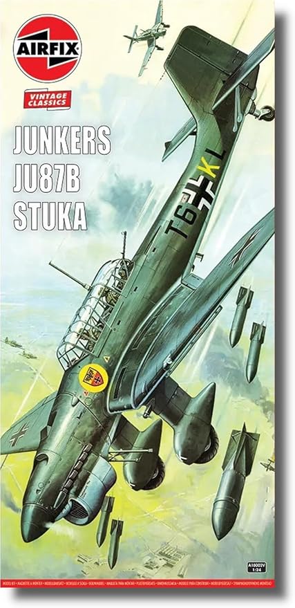 ARXA18002V 1-24 Scale Junkers Ju87B Stuka Plastic Plane Model Kits for Adults & Kids, Multi Color