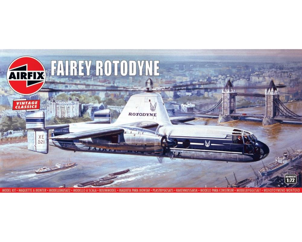 ARXA04002V 1-72 Scale Fairey Rotodyne Mid-Century Modern Aircraft Model Kit, Gray