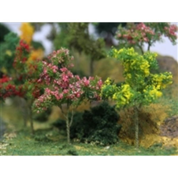 JTT95631 0.75-1 in. HO Scale Round Flowering Trees, Multi Color
