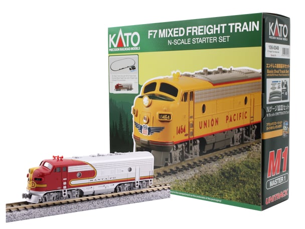 KAT1060049 N Scale AT & SF EMD F7 Freight Train Starter Set - Analog DC