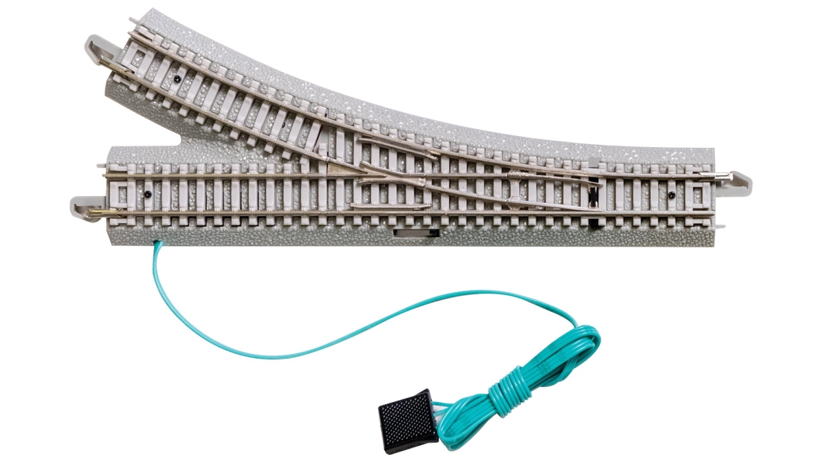 BAC44062 N Scale Right E-Z Track with Concrete Ties Remote Turnout