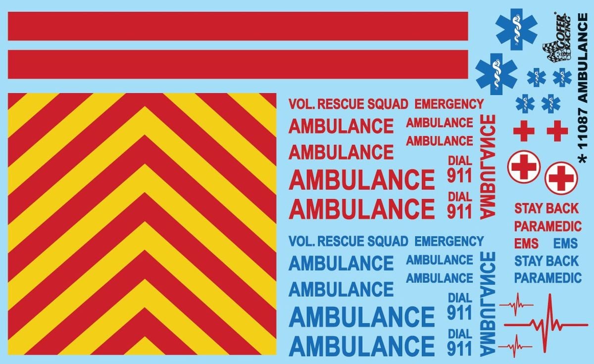 GOF11087 1-24 & 1-25 Scale Ambulance Decal