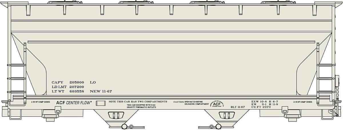 ACU2296 Ho Scale ACF Gray Data Freight Model Car