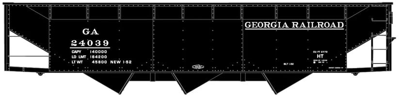 ACU81853 Ho Scale Georgia 3-Bay Hopper Freight Model Car