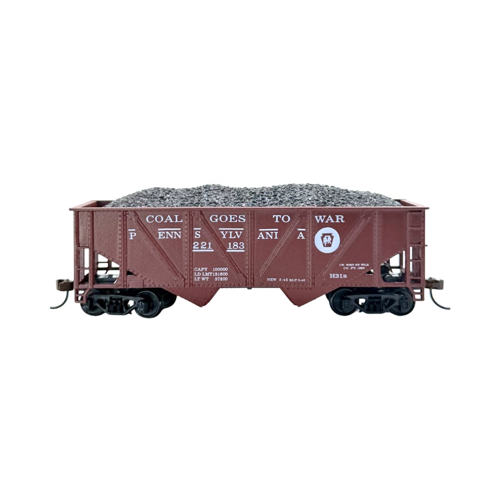 RIH032207 36 ft. Ho Scale PRR Hopper Car with Coal Load