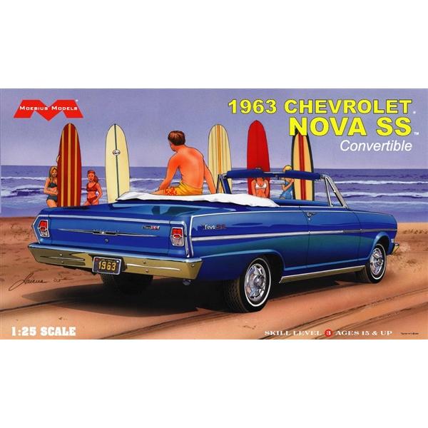 MOE2318 1963 Chevrolet Nova SS Convertible 1-25 Scale Plastic Model Car Kit