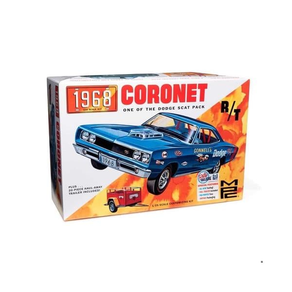 MPC975 Round 2 1-25 Scale 1968 Dodge Coronet Hardtop with Trailer Plastic Model Car Kit