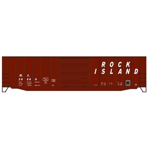 ACU81881 HO Scale Model Train Freight Car Kit - 50 ft. Exterior Post Boxcar Rock Island