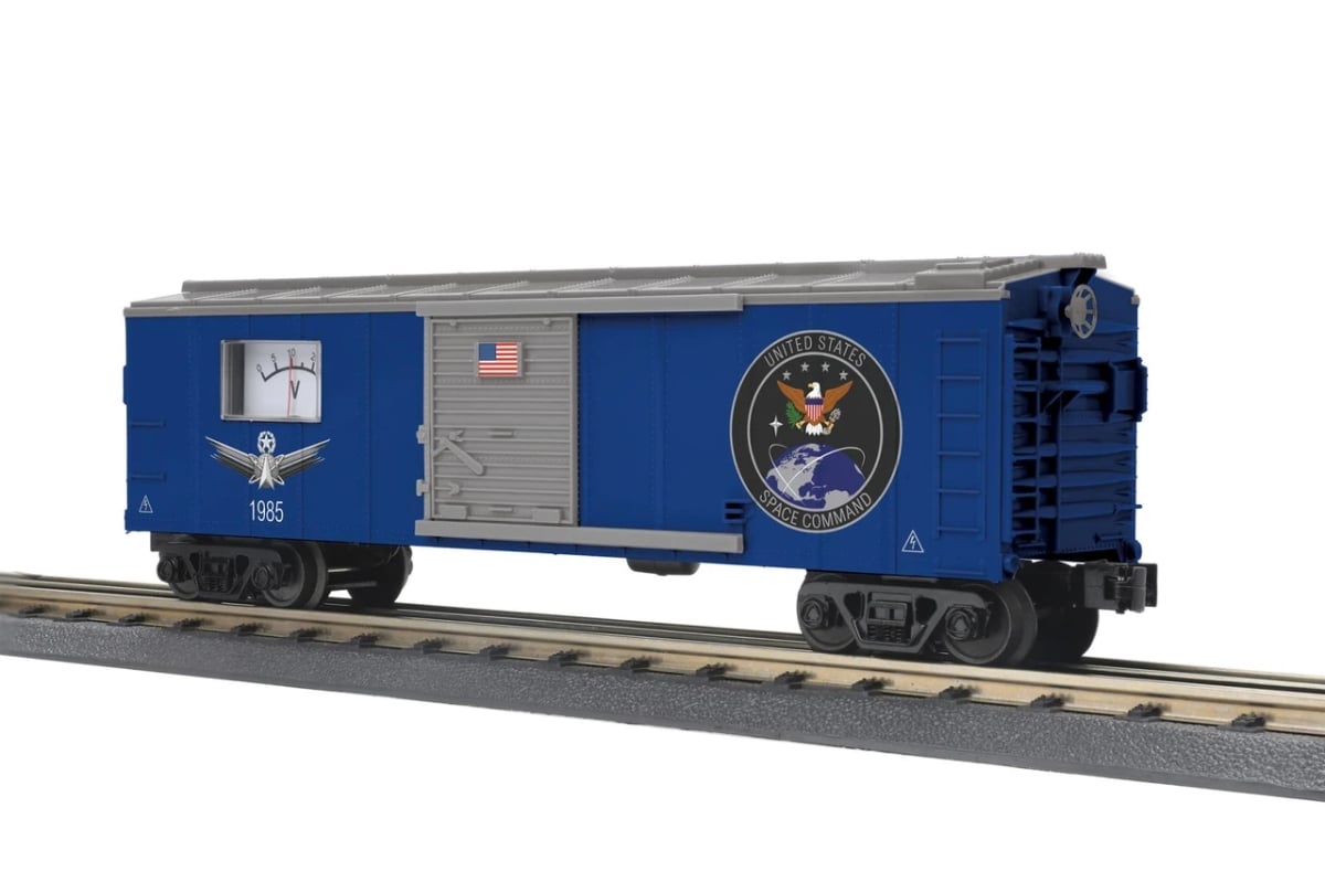 MTH Electric Trains MTH3071267 O Gauge RailKing Space Command Boxcar with Operating Power Meter Model Train
