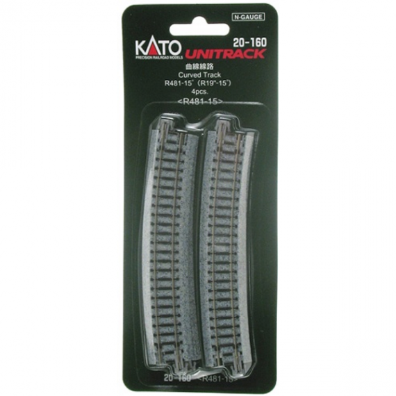 KAT20-160 481 mm Curved Roadbed Track Section 15 - Degree