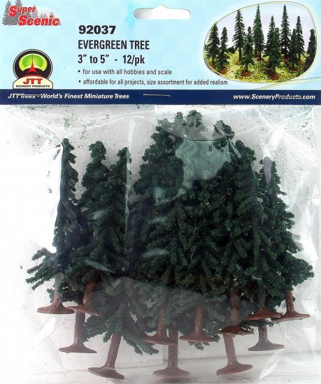 JTT92037 3-5 in. Evergreen Trees - Pack of 12