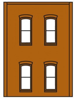 Two Story Rectangle 4 Window Scale Model Railroad Building