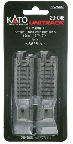 KAT20-046 64 mm Straight Track with Bumper A - Pack of 2